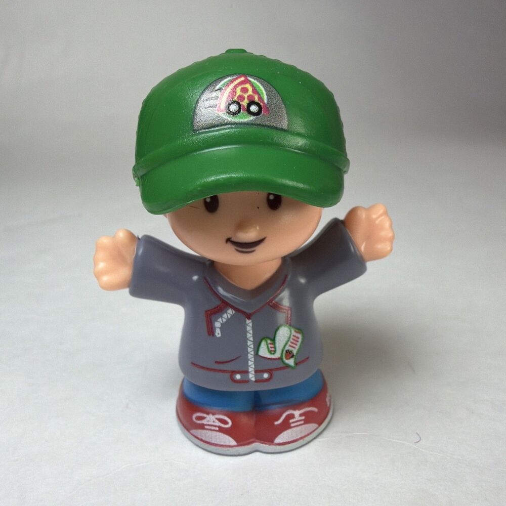 2016 Fisher Price Little People Pizza Boy Delivery Truck Car Driver Green Hat